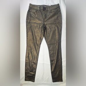 White House Black Market NWT- The Skinny Jeans - Metallic Gold Coated Size 10L